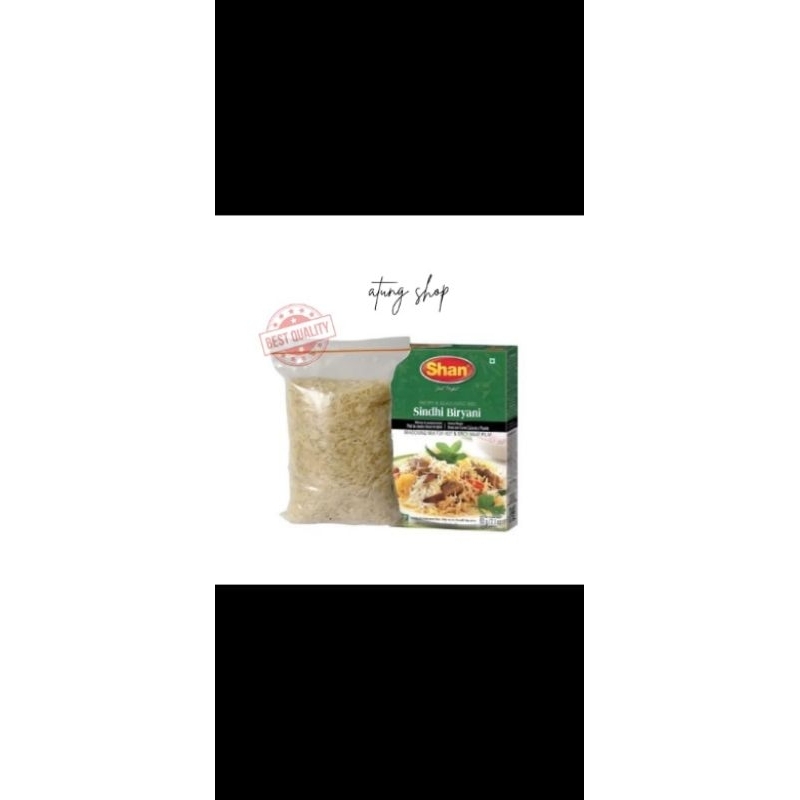 

Beras Basmati 1kg lengkap dengan bumbu briyani shan 60gr