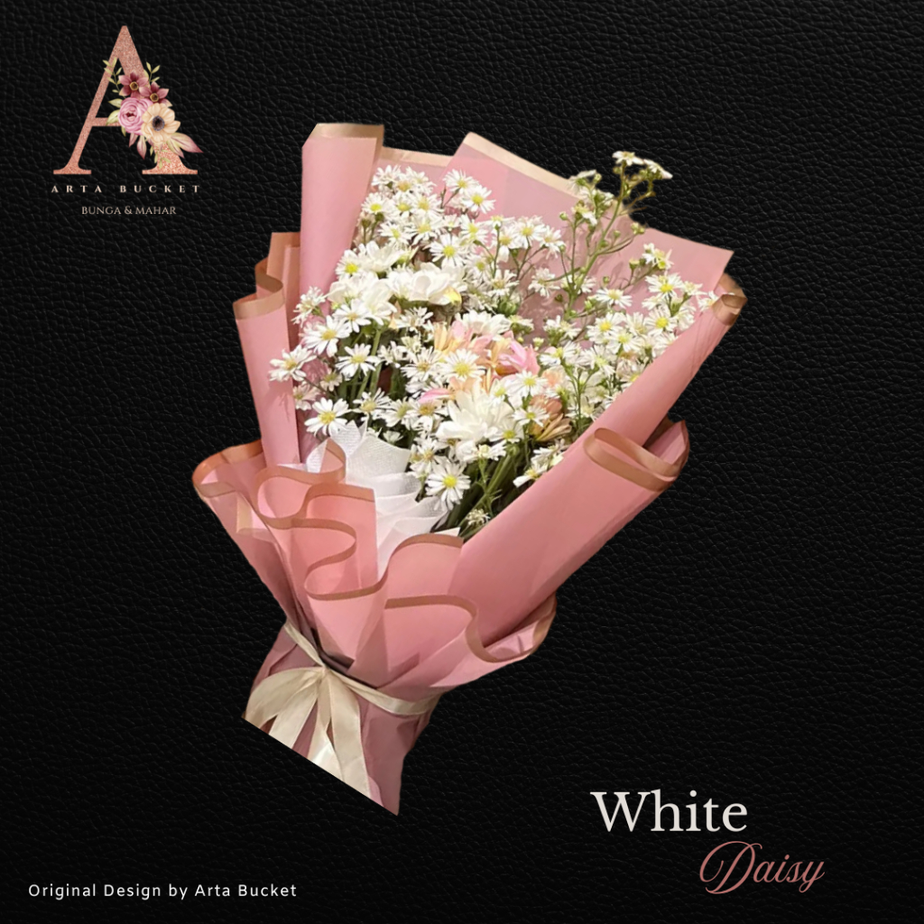 Bucket Bouquet Buket Bouket Kado Hadiah Gift Give Bunga Daisy Warna Putih Hiasan Pajangan Rumah Maha