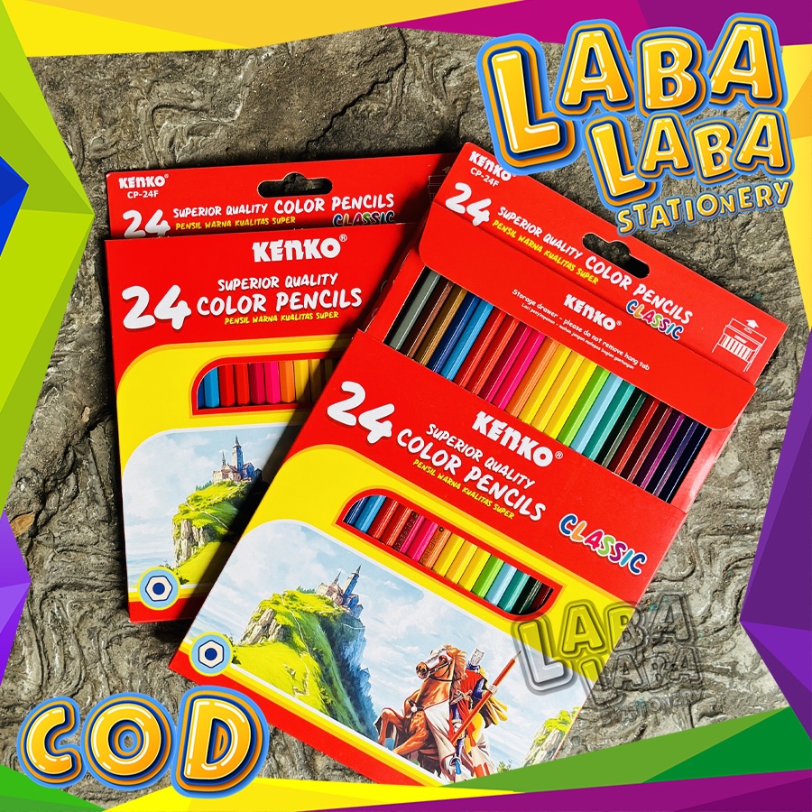 

LabaLabaStationery Pensil Warna KENKO 24 WARNA PANJANG