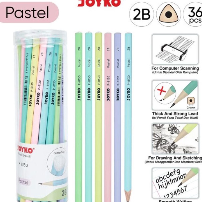 

CUCI GUDANG PERDRUM Pencil Pensil P813 2B 1 Drum 36 Pcs Pastel