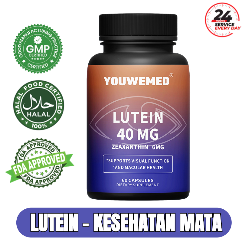 Vitamin Mata Lutein, Kesehatan Penglihatan, Pencegahan Cahaya Biru, Pelindung Mata, 60 Kapsul