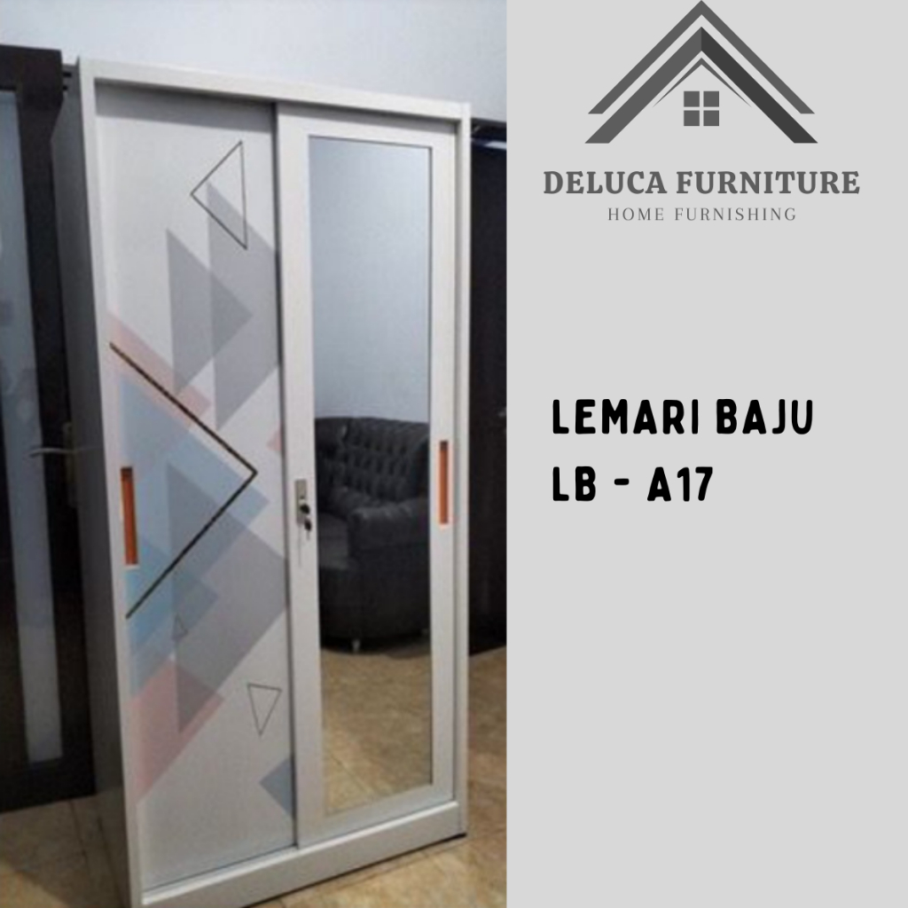Lemari Baju Sliding Besi LB-A17 -Lemari Baju sliding - Lebar 90 cm (standart) - Lemari baju besi - L