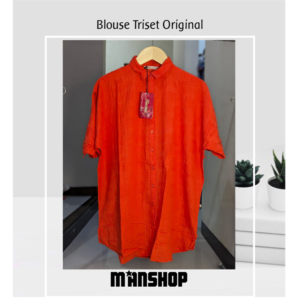 Triset Kemeja Blouse Atasan Wanita Original Orange