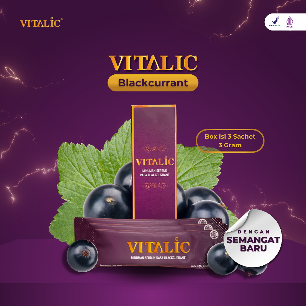 Minuman Pria Penambah Stamina dengan Bahan Alami - Vitalic -Varian Blackcurrant isi 3 sachet