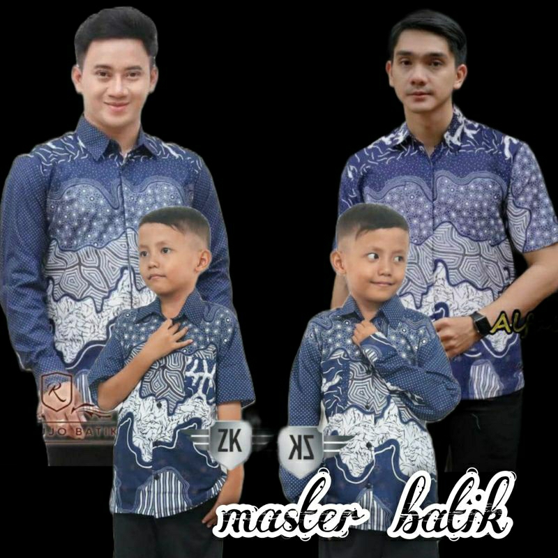 COUPLE BATIK BAPAK DAN ANAK MOTIF OMBAK SEGORO