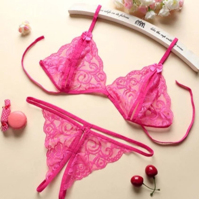 (PRIVASI)Set Bra Lingerie Sexy & Celana Dalam Model Lace Transparant