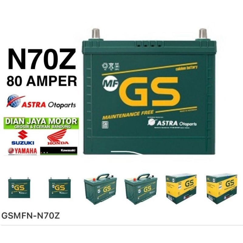 Aki accu Mobil N70Z MF Maintenance free 80 amper GS astra original izuzu elp 95 ps nissan cedric
