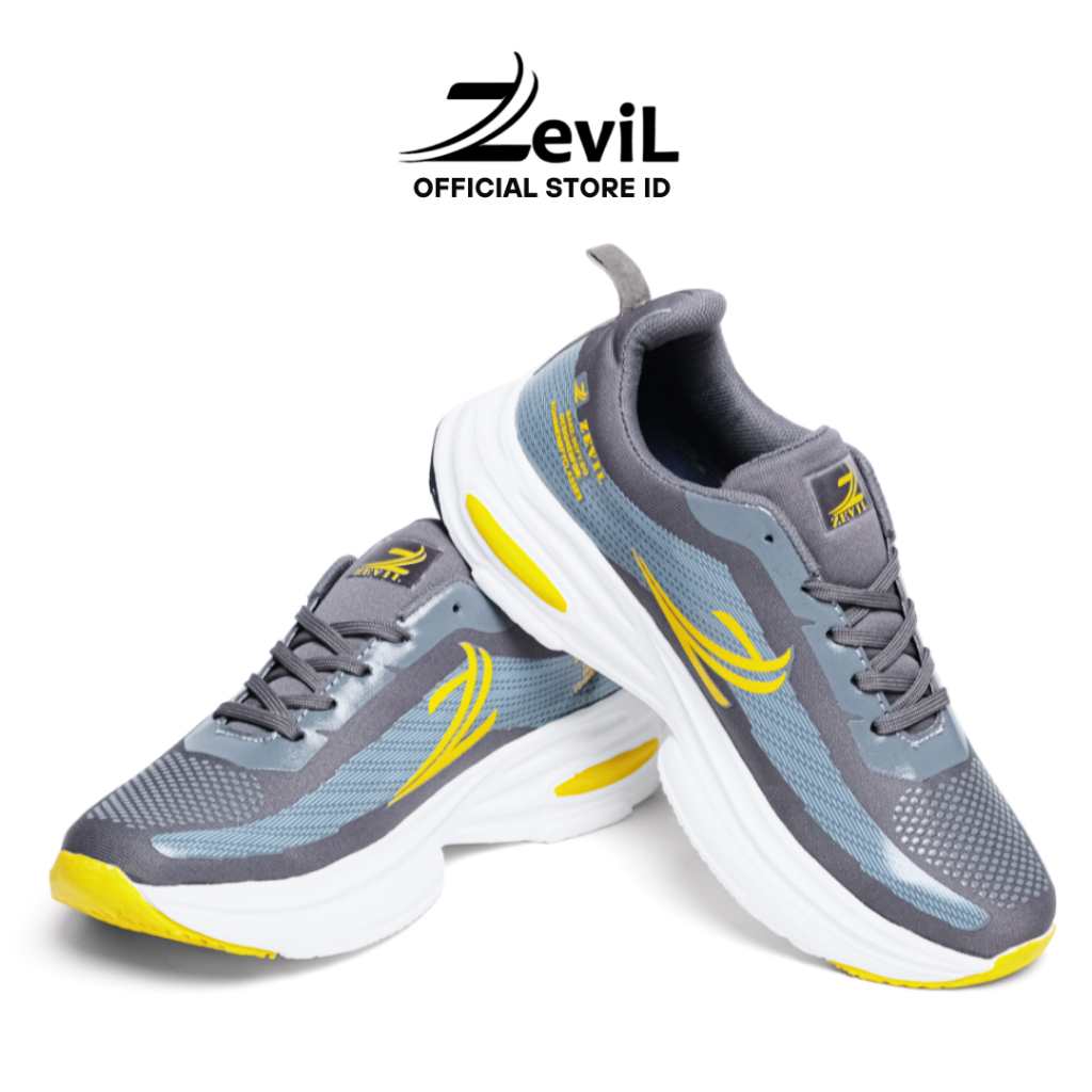 ZEVIL EST - Sepatu Olahraga Lari Pria Ringan - Sepatu Sneakers Zevil Abu Kuning