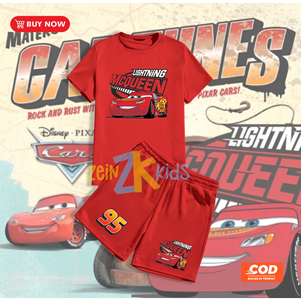 Setelan Kaos anak Lightning Mcqueen / Kaos Celana Anak Lightning Mcqueen