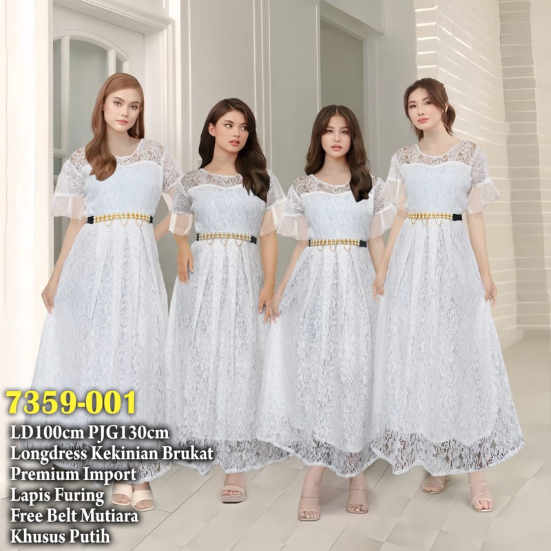 long dress pesta putih 8359