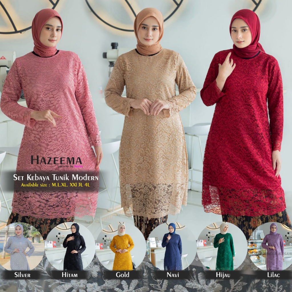 𝗛𝗔𝗭𝗘𝗘𝗠𝗔 𝗜  Atasan & Setelan 𝗞𝗲𝗯𝗮𝘆𝗮 𝗧𝘂𝗻𝗶𝗸 𝗠𝗼𝗱𝗲𝗿𝗻 / Kebaya Wisuda / Baju Wanita / Baju Atasan Wanita K