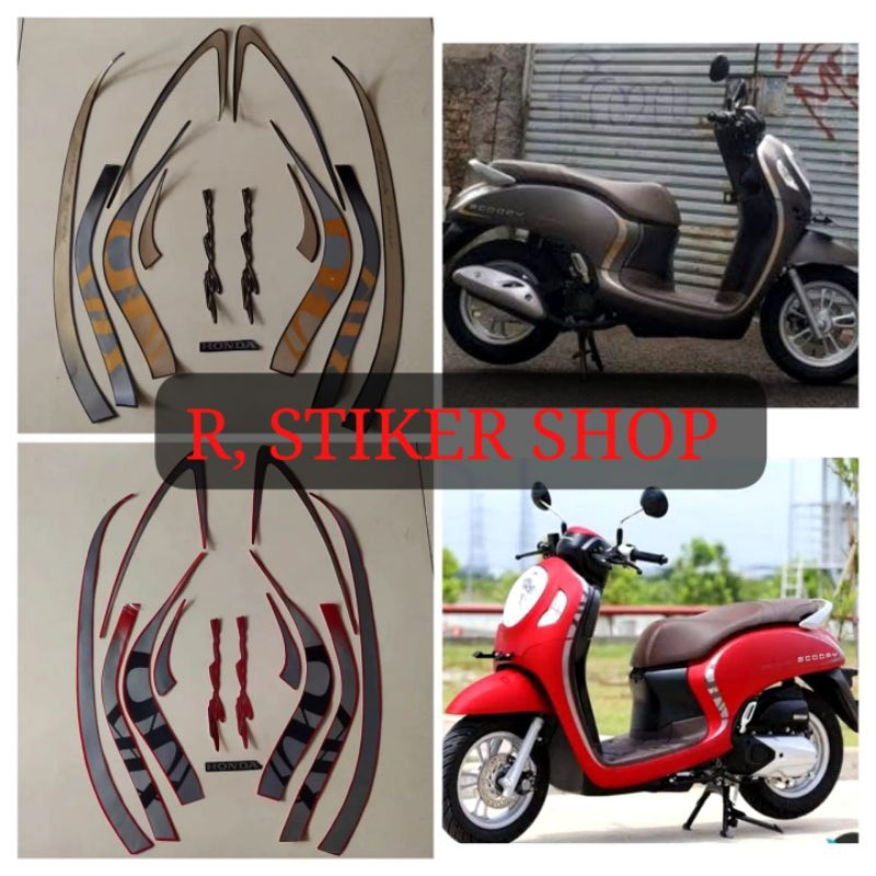 STIKER STRIPING LES BODY MOTOR HONDA SCOOPY STYLIHS 2021