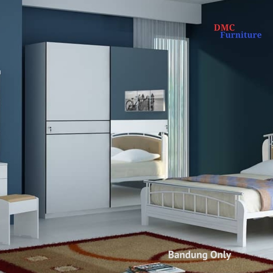 Lemari Baju 2Pintu Sliding Lemari Pakaian Geser Besar LP CROWN