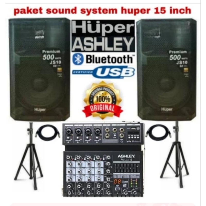 PAKET SOUNDSYSTEM SPEAKER AKTIP PROFESIONAL HUPER 15IN + MIXER ASHLEY