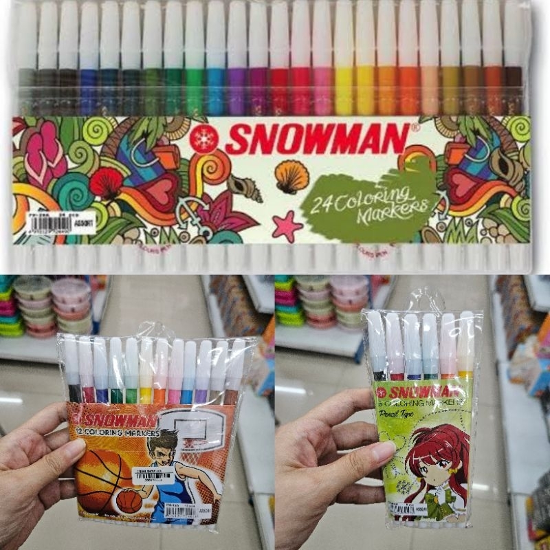 

spidol snowman 6 warna, 12 warna, 24 warna