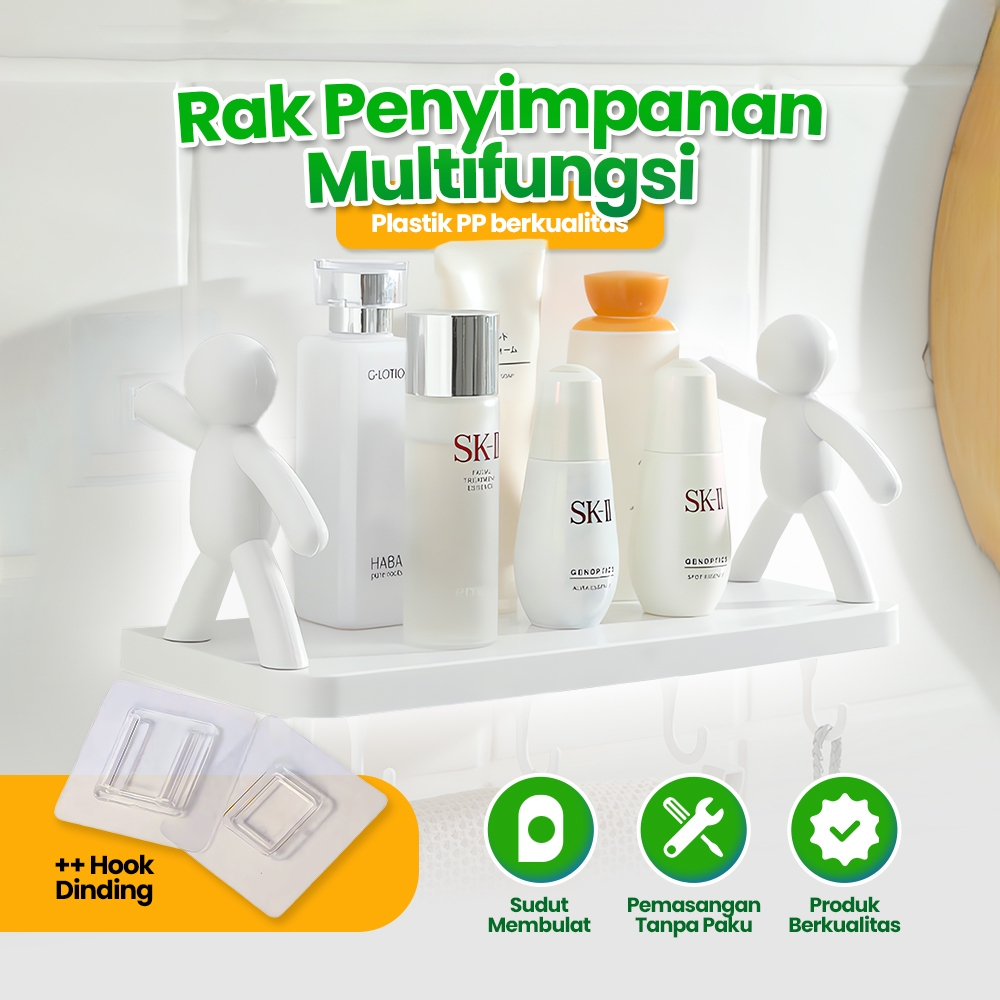 Rak Gantung Toilet Rak Penyimpanan Alat Mandi dan Skincare Aesthetic Tanpa Paku