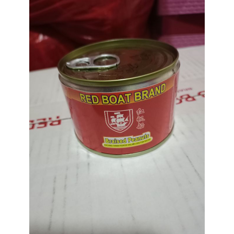 

kacang tanah kukus kaleng 170gram braised peanuts red bost brand vegetarian
