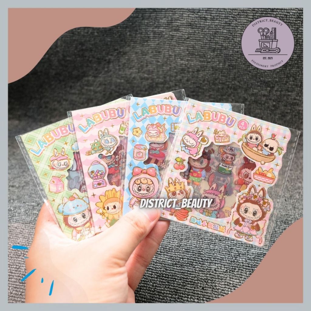

STIKER 4 LEMBAR LABUBU STIKER PVC PEEL OFF STIKER LUCU MOTIF LABUBU KARAKTER TERMURAH