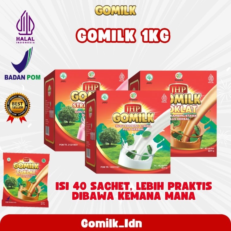 

[BISA COD+PENGIRIMAN INSTAN] GOMILK SUSU KAMBING ETAWA KEMASAN SACHET 1KG isi 40SACHET