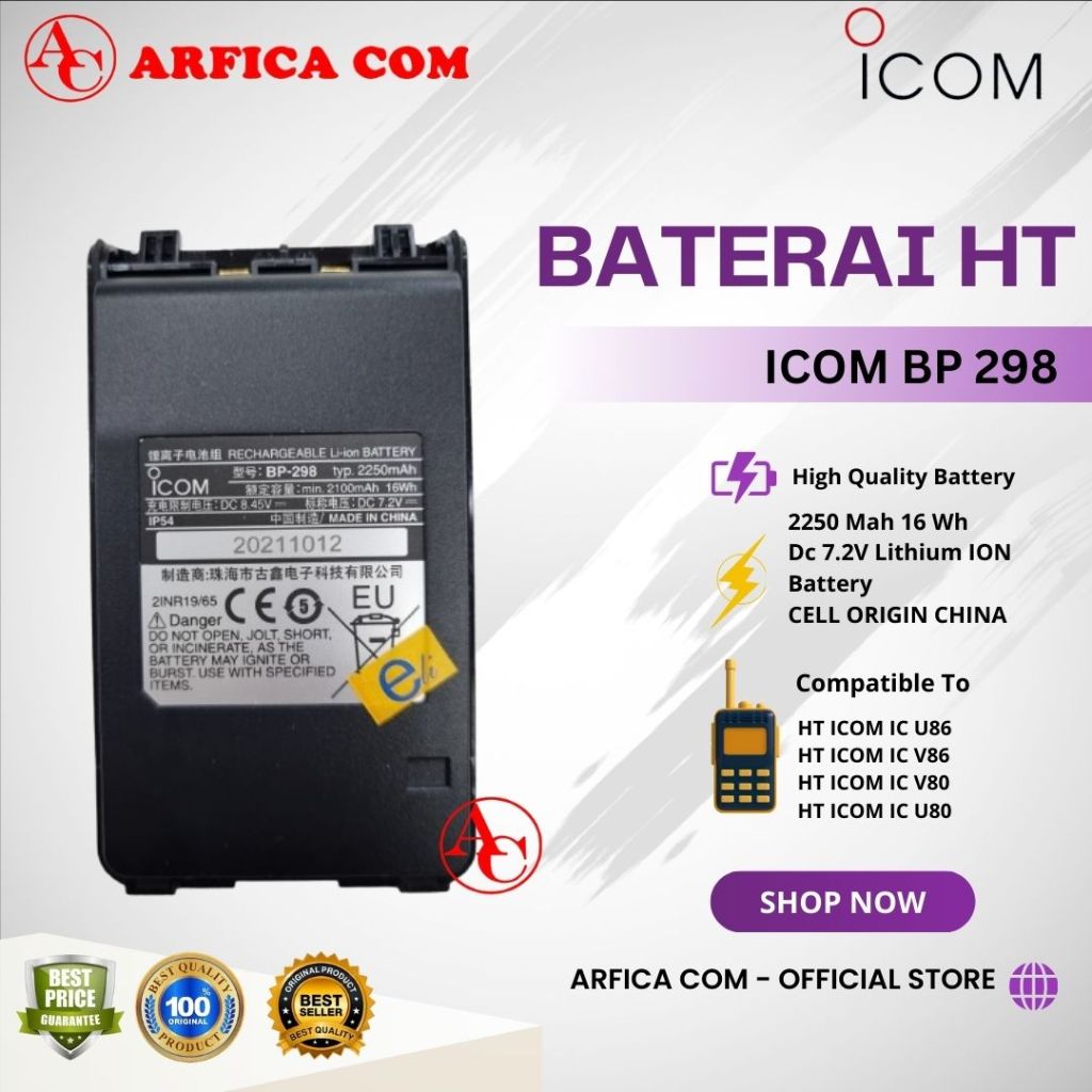BATRE HT ICOM IC V86 BP298 ORIGINAL BATERAI ICOM BP 298 ICOM IC-V86