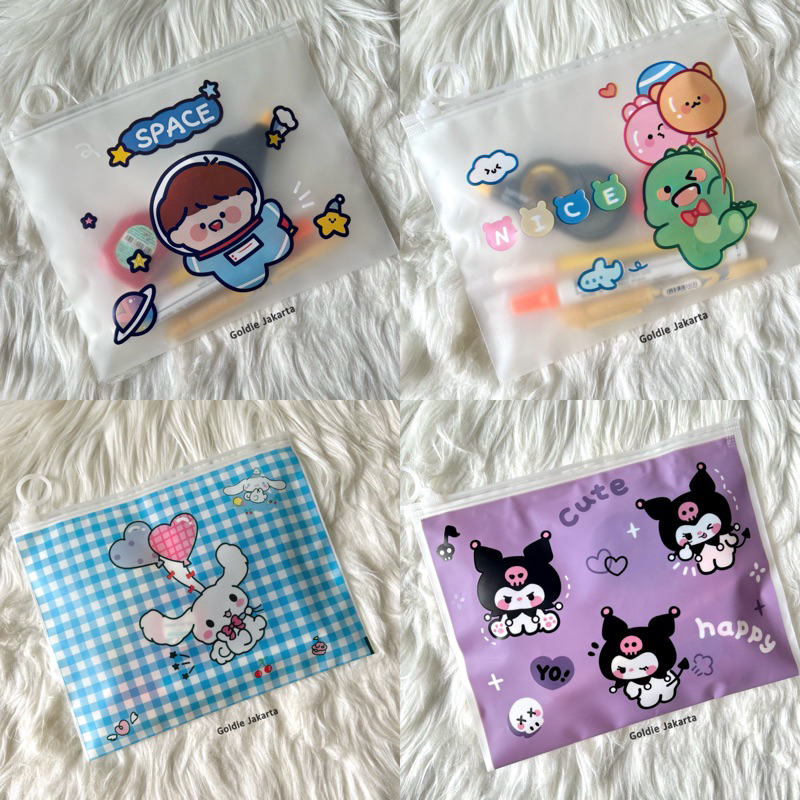 

Pouch Souvenir Ultah Anak 20x17 tema Dino / Kuromi / Cinamoroll / My Melody