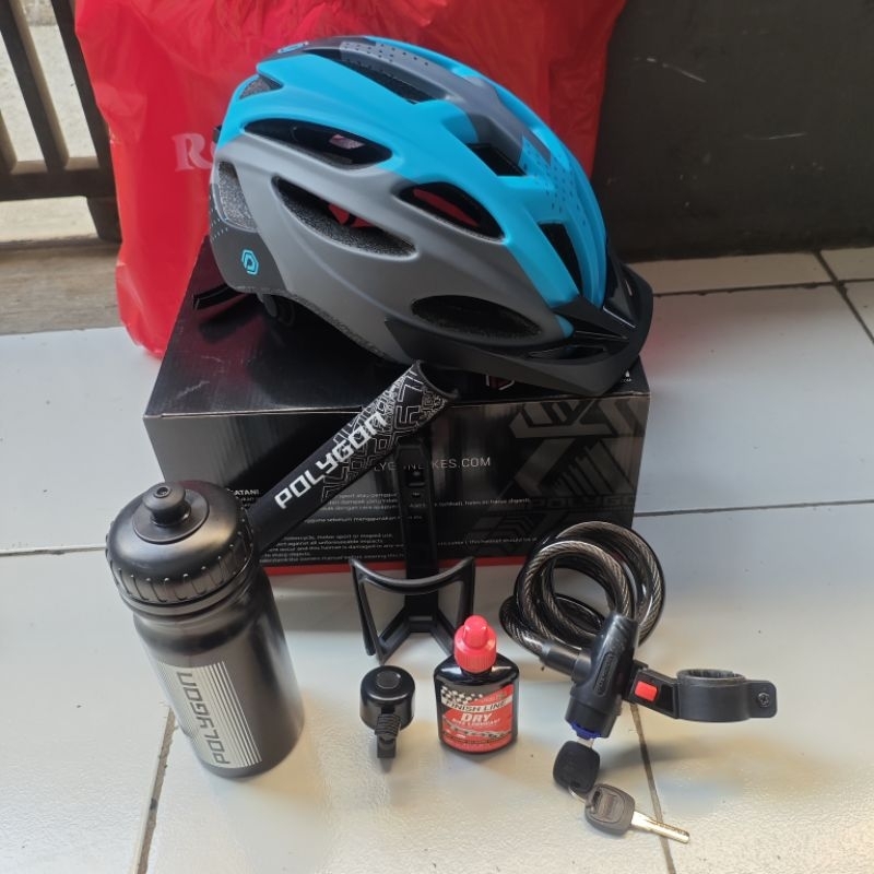 Helm Sepeda MTB Polygon + Aksesoris Baru Dipake Sekali