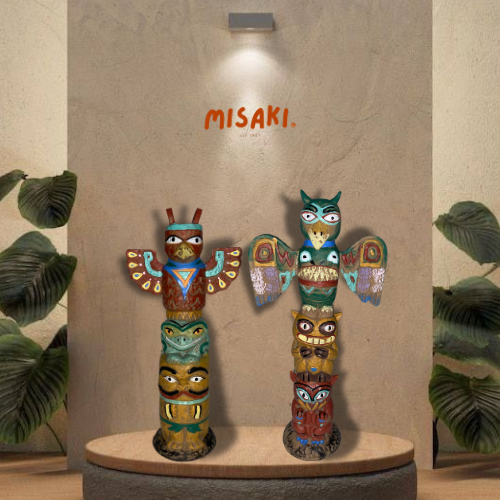 TOTEM ALASKA PATUNG DEKORASI UNIK STATUE AESTHETIC PATUNG PAJANGAN MEJA PATUNG ORNAMEN STATUE SPESIA