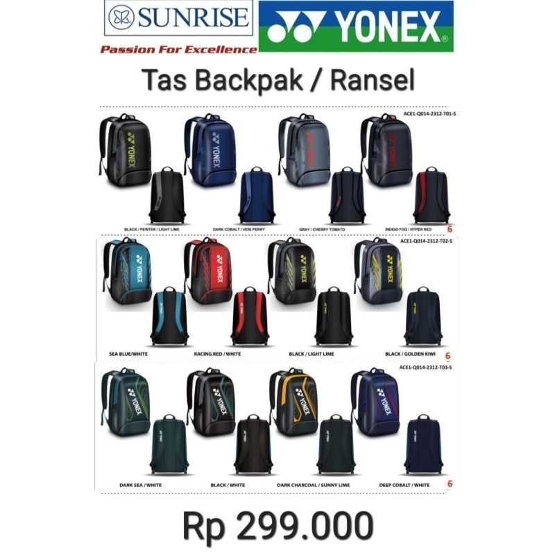 Tas Raket Ransel/ Backpack Yonex Original
