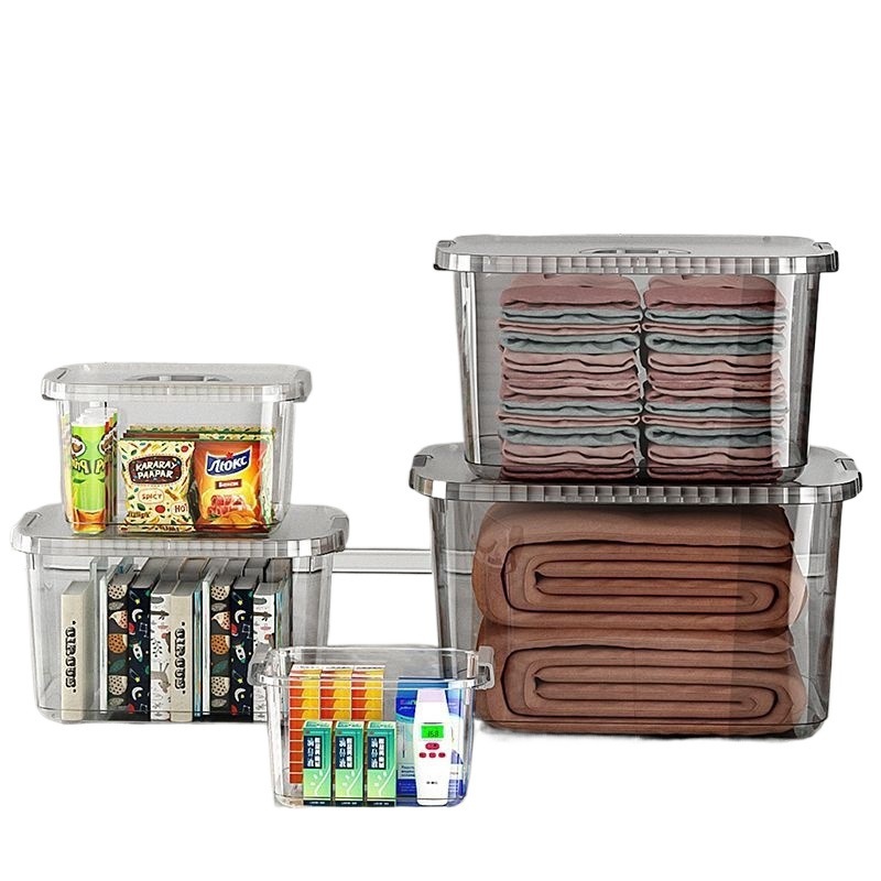 Box Penyimpanan Plastik Transparan Multifungsi Container Box Baju Mainan Buku Pakaian Besar