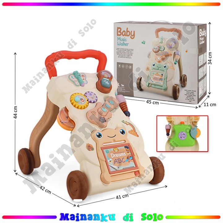 [Mainanku] Baby Push Walker B/O Musik Suara Lampu + Gitar Piano dan Papan Tulis Baby Music Walker