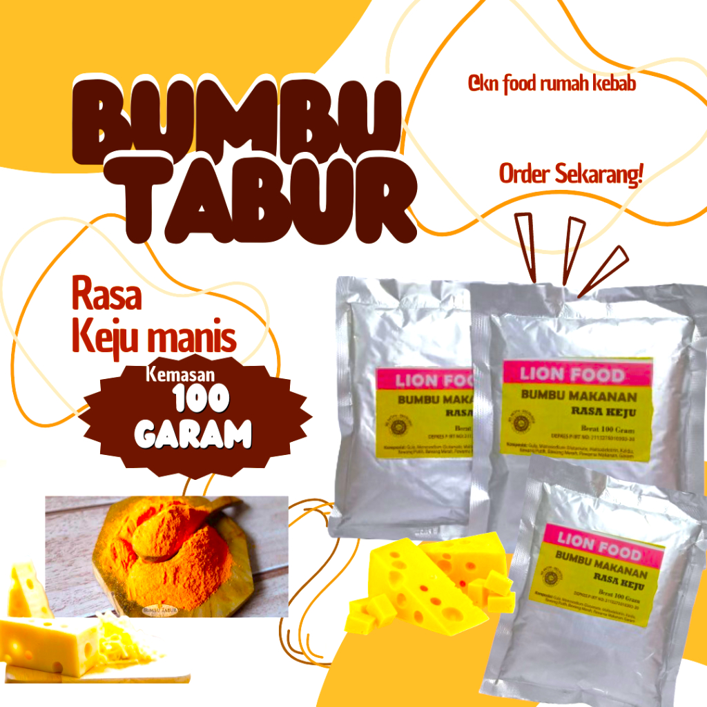 

bumbu tabur keju manis 100 g | Lion Food rasa keju manis 100 gram