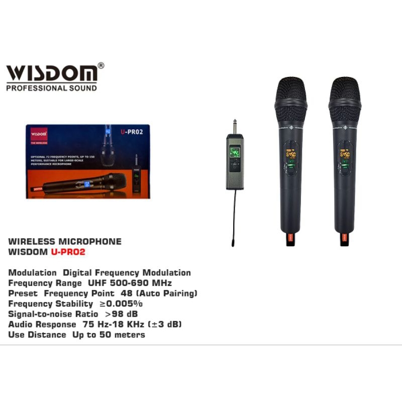 mic wireless dynamic wisdom U Pro2 microphone vocal