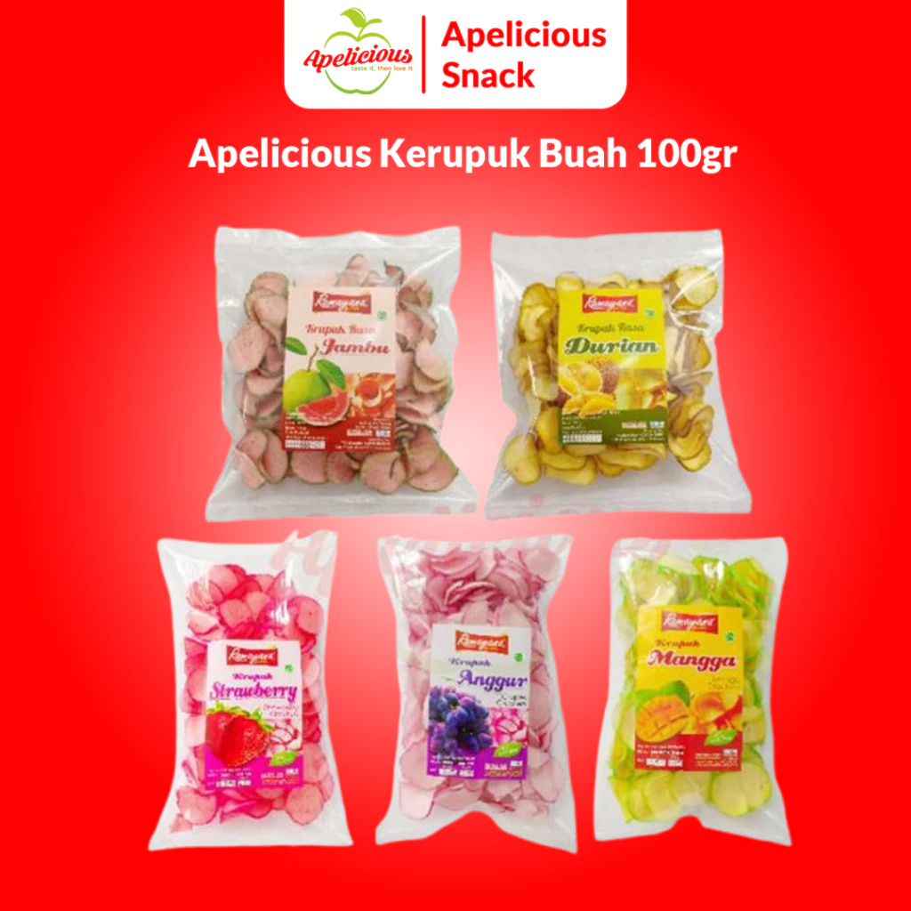 

APELICIOUS - Kerupuk Buah Apel Anggur durian strawberry buah naga 100gram - Krupuk RAMAYANA Cemilan