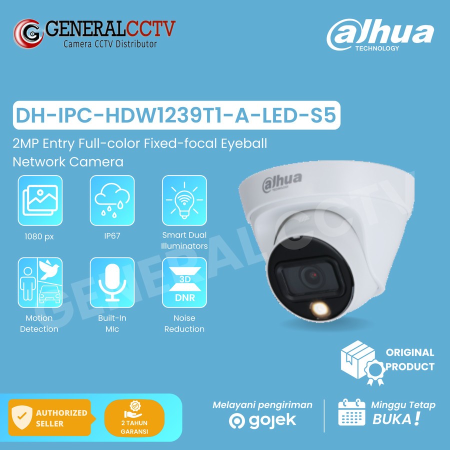 DAHUA IPC-HDW1239T1-A-LED-S5 2MP FULL COLOR Night Built in Mic