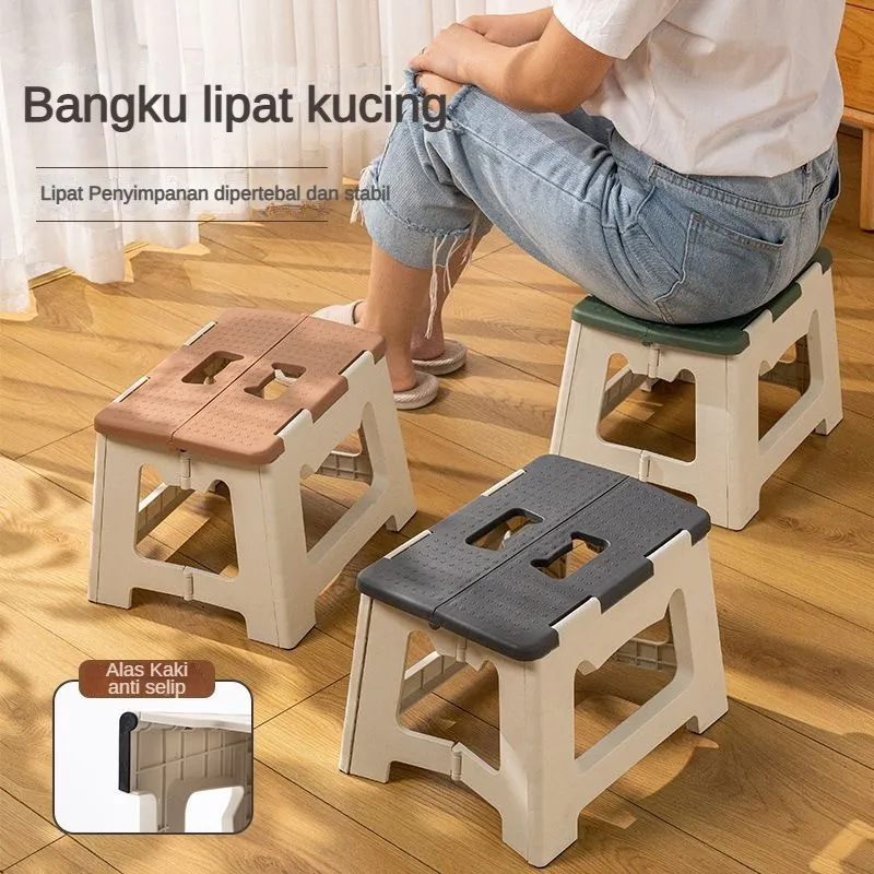 Kursi lipat portabel versi tebal untuk anak-anak dan orang dewasa. Bangku kaki plastik. Dapat digant