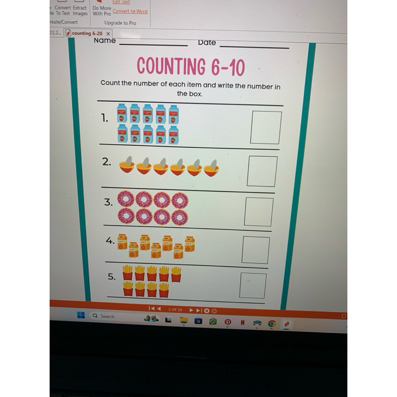 

LATIHAN SOAL TK / PAUD COUNTING 6-10 29 LEMBAR