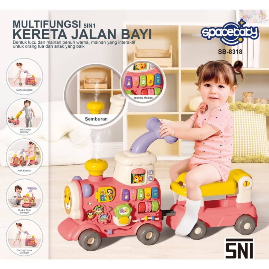 Ride On Car Baby Train SB8318 Space Baby Kendaraan Mainan Anak Kereta Api Musik Edukasi Mobil Dorong