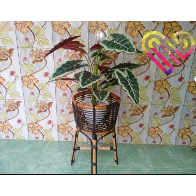 STANDING POT ROTAN/VAS BUNGA ROTAN/POT BUNGA ROTAN AESTHETIC