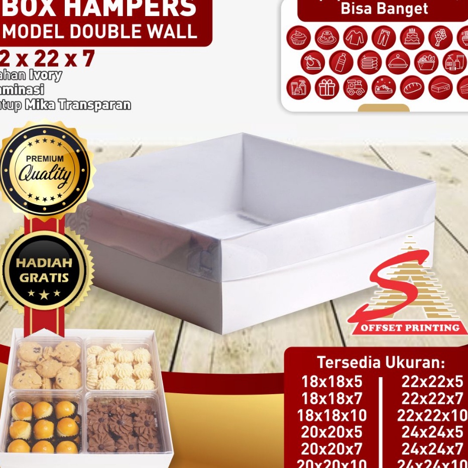 

22 x 22 x 7 Box Hampers tutup mikabox dus kemasan PuddingSpikuMarmer cakecakelapis legit