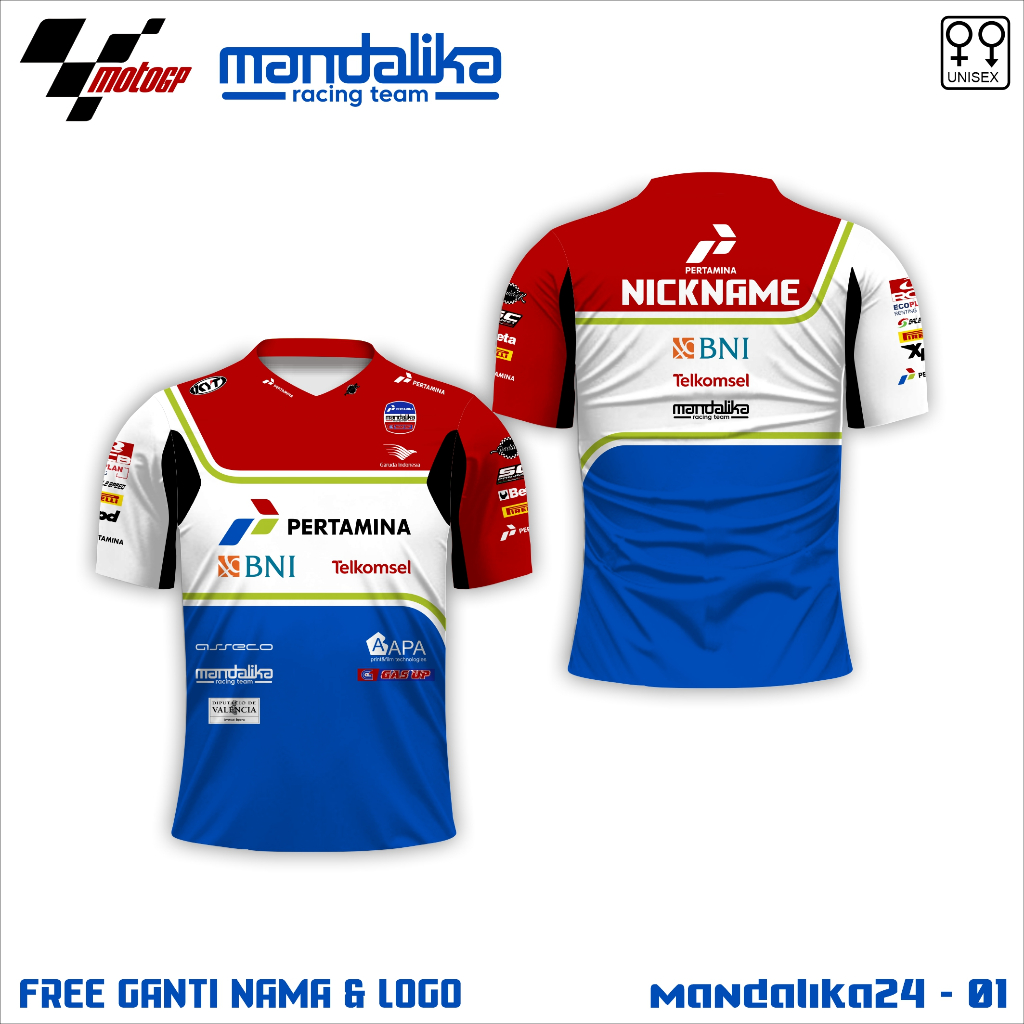 Baju motogp  mandalika gas up jersey kaos pertamina