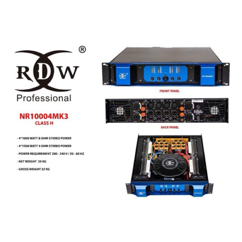 Power Amplifier RDW NR 10004 MK3 Original Class H - 4 channel