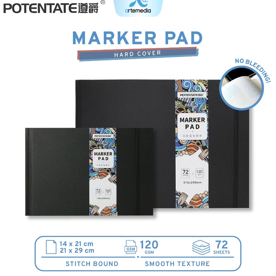 

Potentate Marker Paper Pad Hard Cover Sketchbook Buku Sketsa
