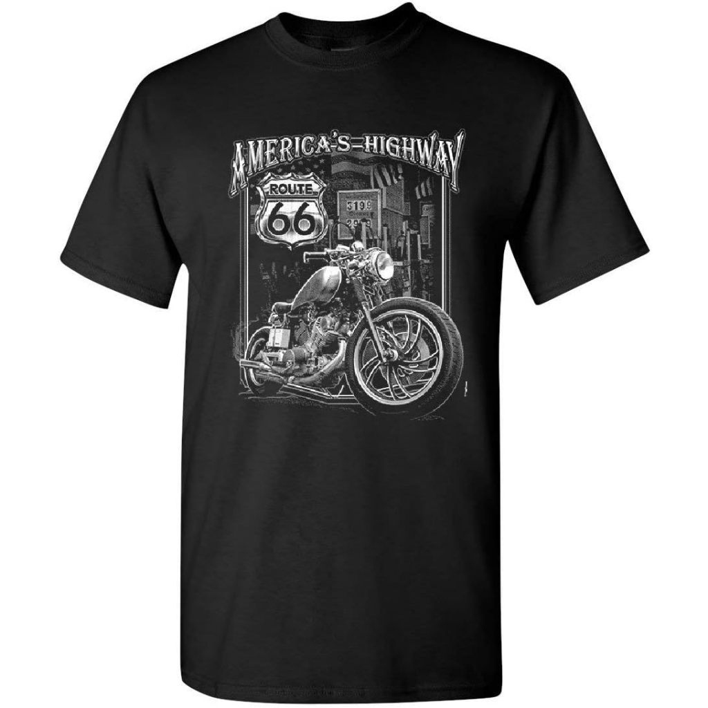 BAJU KAOS DISTRO PRIA America's Highway T-Shirt Route 66 MC Motorcycle Chopper Bobber Mens
