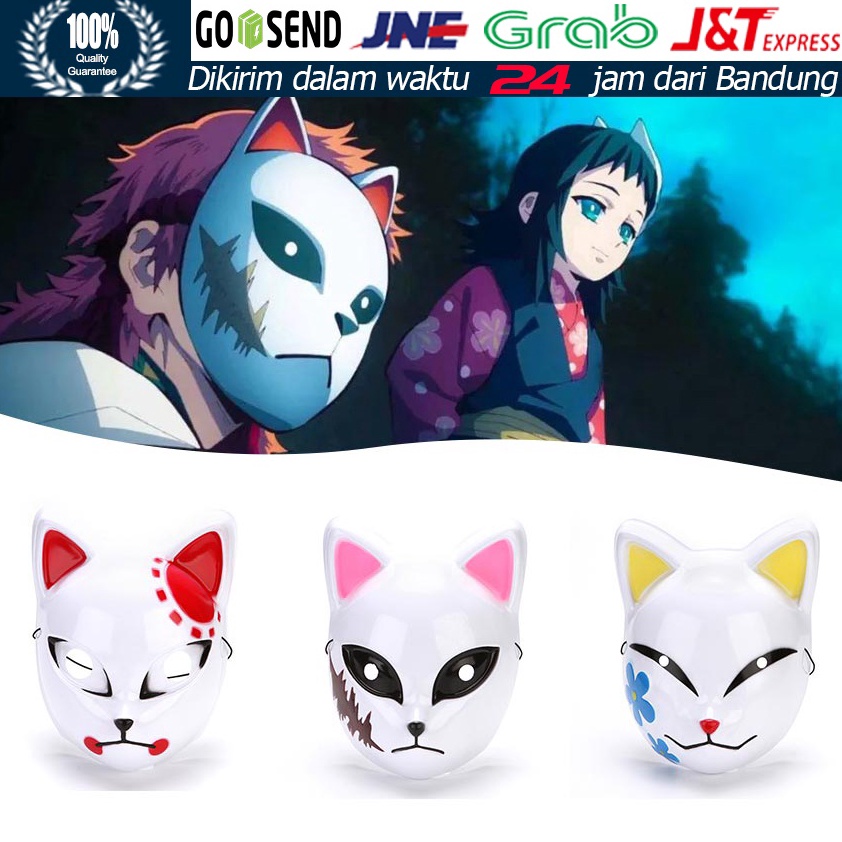 Demon Slayer Topeng Anime Japanese Rubah Kimetsu No Yaiba Cosplay Fox Mask Kucing Lucu Jepang Topeng