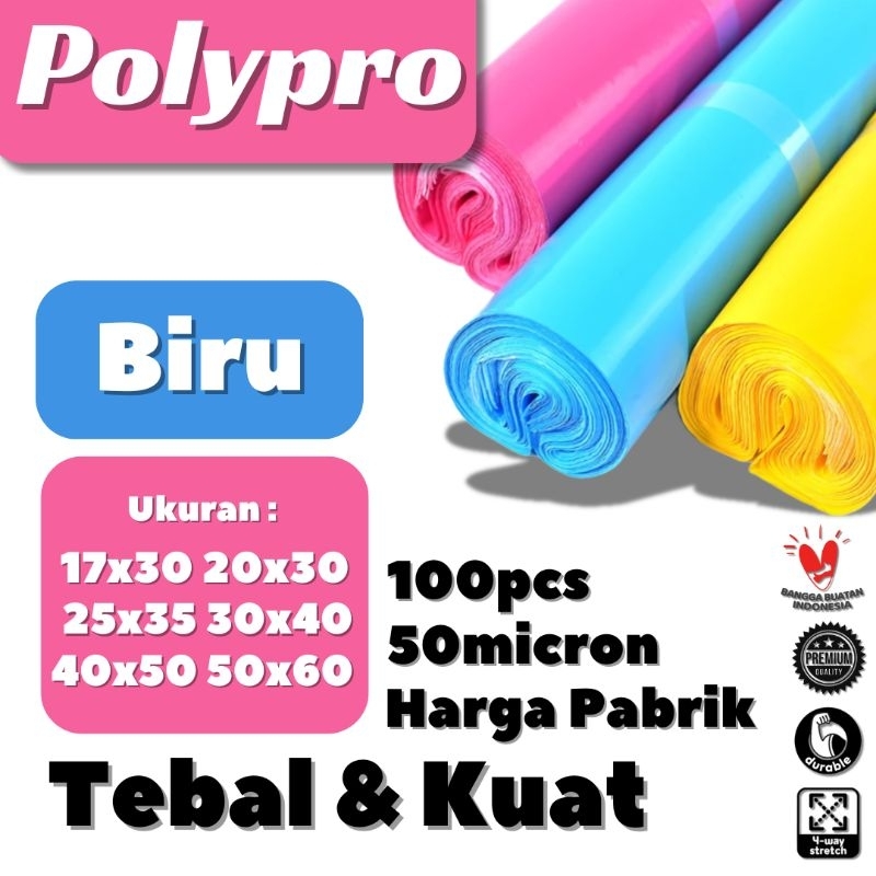 

Plastik Polymailer WARNA BIRU GLOSSY / Grade A / Plastik Packing Online Premium