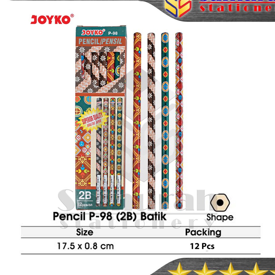 

TERMURAH Pensil Kayu 2B P 98 Batik Wooden Pencil P98 Pensil Raut P98