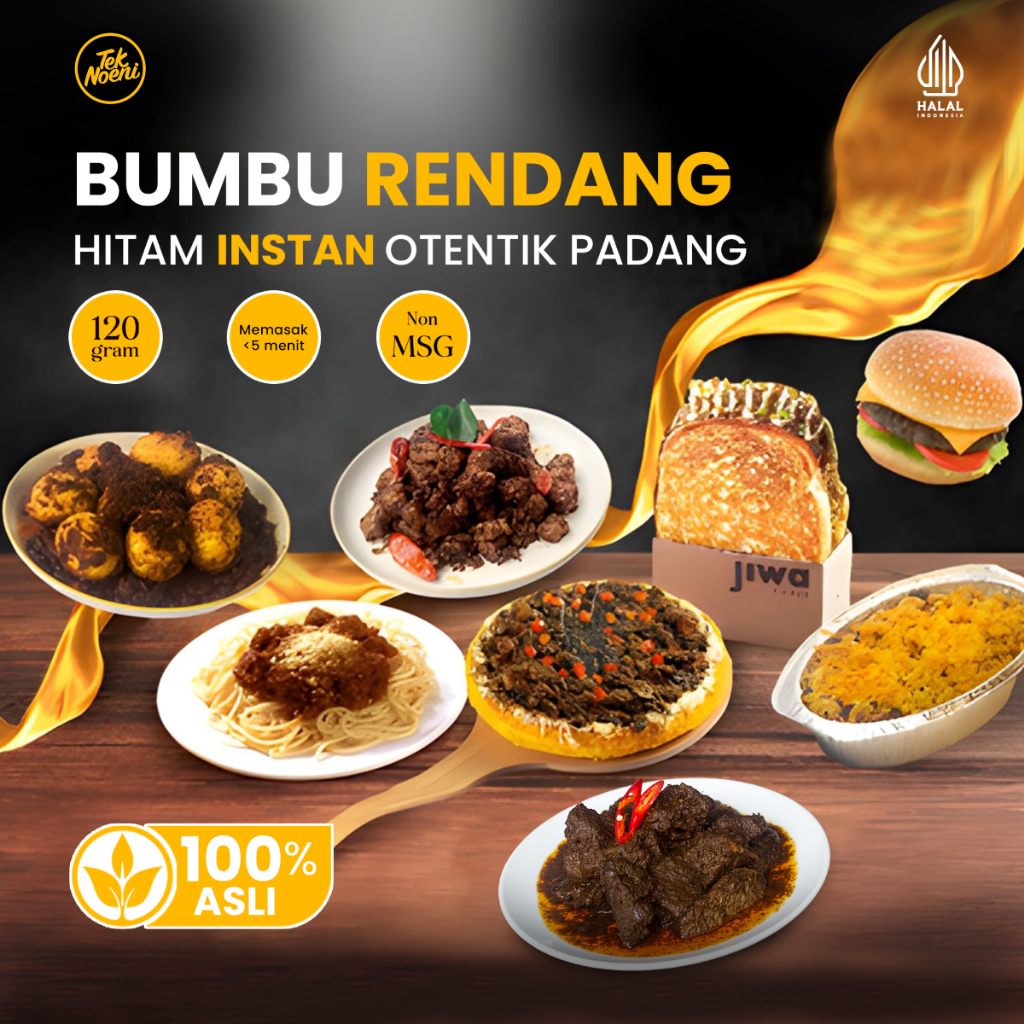 

Teknoeni - Dadak Black Rendang - Bumbu Rendang Termurah - Otentik Padang - Kemasan Siap Saji Siap Santap - 120 g - Untuk Olahan Daging 500 g