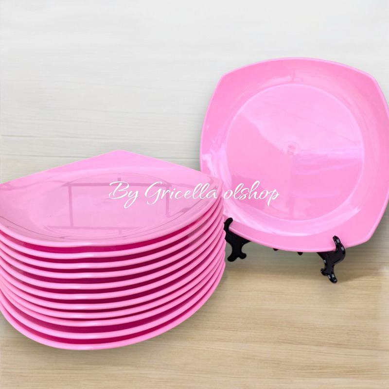 PIRING MAKAN MELAMIN ISI 12 PCS / 1 LUSIN PIRIN MELAMIN PETAK CEPER 23CM SNI