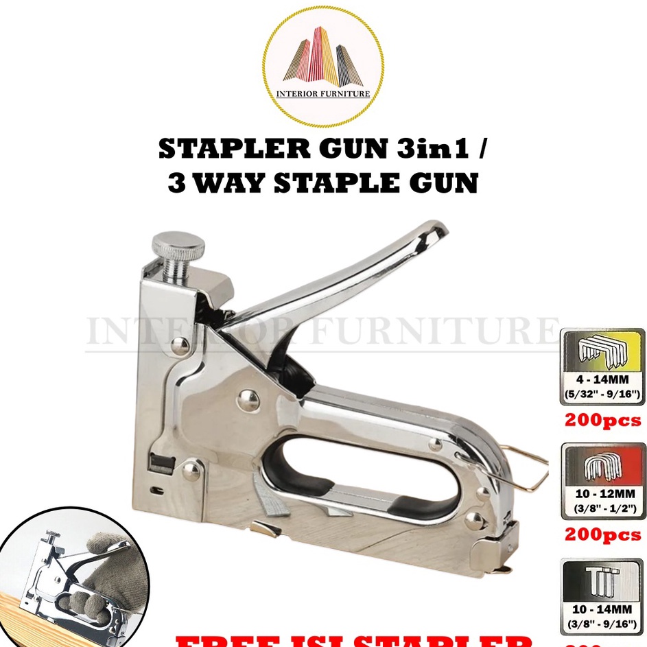 

TERLARIS Staple Tembak Tacker 3 Way Staples Staples Stepler Hekter 3in1