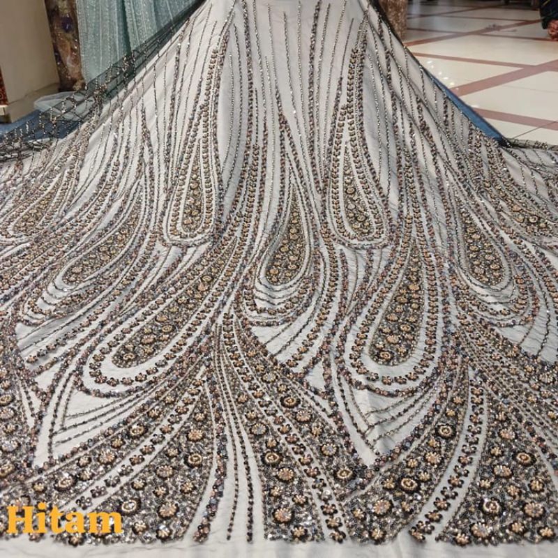 Bahan kain tille full payet/kebaya wanita//kain mewah full payet.